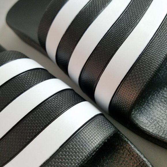 NEW Mens Sz 12 Adilette Aqua Slides - Black / White - Picture 4 of 9